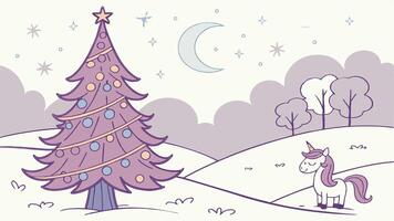 Christmas tree in fairytale magical style with glitter lights vector