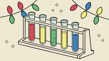 A drawing of a test tube with colored liquid vector