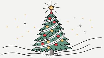 Decorated christmas tree isolated on white background vector