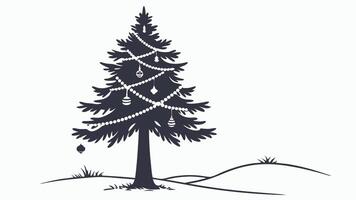 Minimal decorated christmas tree on transparent background vector