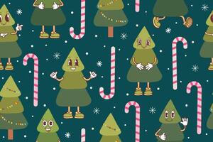 Trendy seamless Christmas pattern with festive elements vector