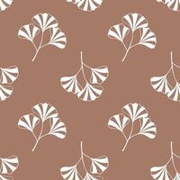 Pattern with Ginkgo biloba leaves silhouette. On mocha mousse background. vector