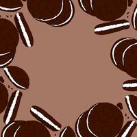 Cookie frame, poster with mocha mousse color background, template, empty space for insert. vector