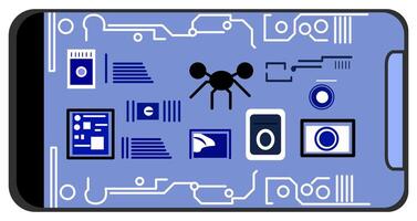 future technology with the sophistication to control equipment just on a cellphone vector