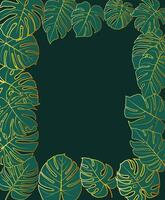 Leaf background with gold border that looks luxurious, with green background, ideal for invitations, summer celebrations, etc. vector