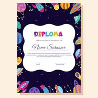 Space diploma with space elements. vector