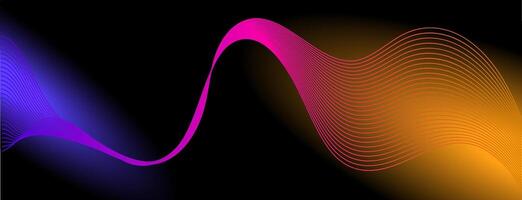 This image showcases a dynamic wave pattern in vibrant colors against a solid black background. The abstract style emphasizes movement and flow. illustration vector