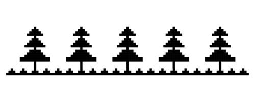 Merry christmas pixel retro tree border decoration. Winter frame. Print, decoration. Greeting 8 bit simple vector