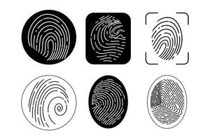 Finger print icon biometric id, unique scan, line signature on white background. Touch id identity, scanner. Fingerprints icon vector