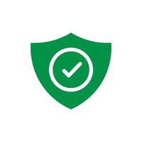 A green shield with a tick mark on it vector