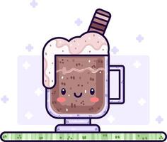 Kawaii sweet hot chocolate. Icon concept vector