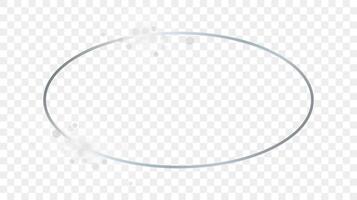 Silver glowing oval shape frame with sparkles vector