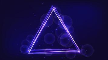 Neon triangular frame with shining effects and sparkles vector
