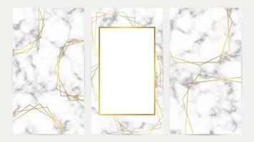 Golden geometric frames on marble texture vector