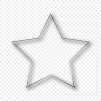 Silver glowing star shape frame with shadow vector