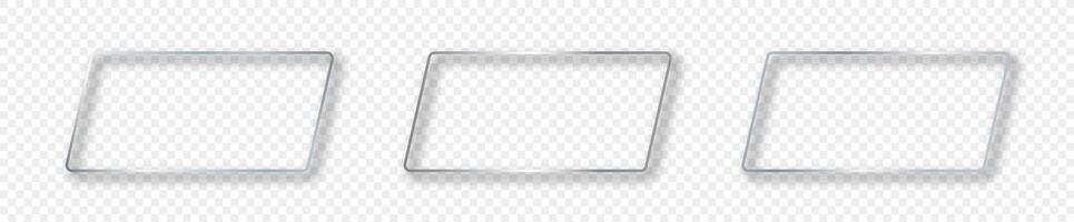 Silver glowing rounded rectangular shape frame vector