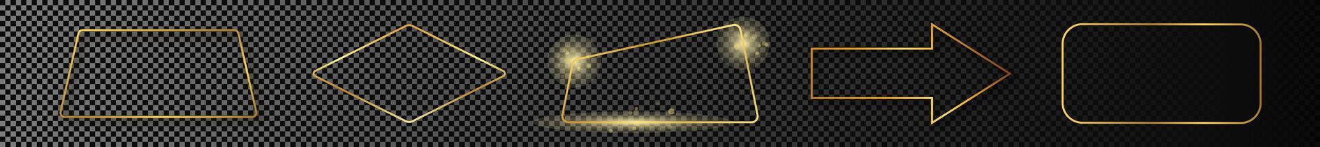 Gold glowing different geometric shape frame