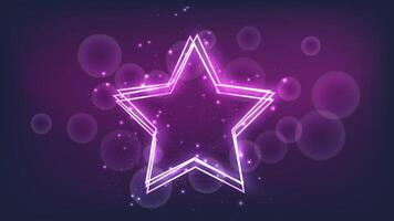 Neon frame in star form with shining effects and sparkles vector