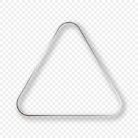 Silver glowing rounded triangle frame with shadow vector