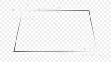 Silver glowing trapezoid shape frame with sparkles vector