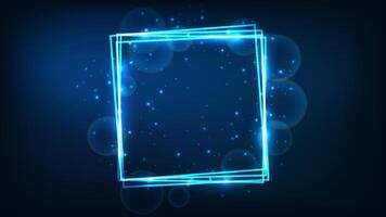 Neon square frame with shining effects and sparkles vector