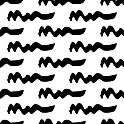 Seamless pattern with black wavy grunge brush strokes