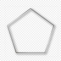 Silver glowing pentagon shape frame with shadow vector