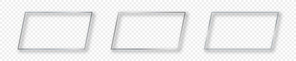 Silver glowing rectangular shape frame vector