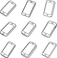 A Set Of Smartphone Icon Line Art Clipart vector