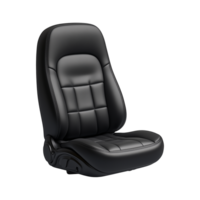 Ergonomic black car seat design with plush padding and sleek contours on transparent background png