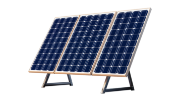 Solar panel array with three modules for renewable energy on transparent background png