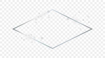 Silver glowing rhombus shape frame with sparkles vector