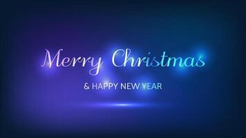 Merry Christmas and Happy New Year neon background vector