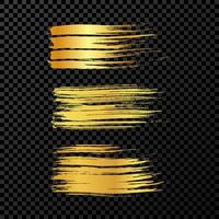 Set of gold hand drawn brush strokes vector
