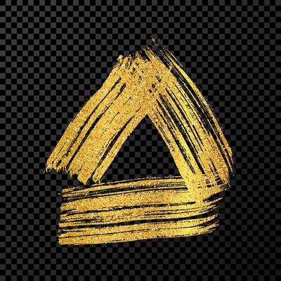 Gold grunge brush strokes in triangle form