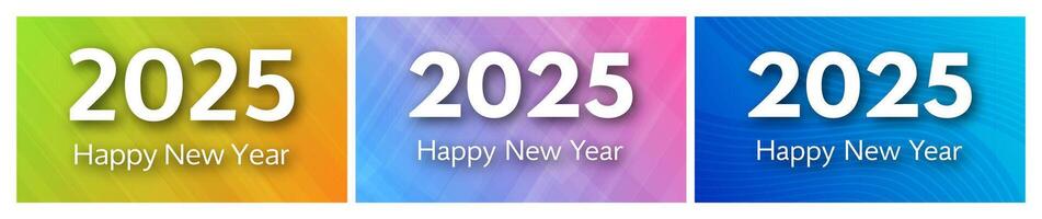 2025 Happy New Year on colorful backgrounds vector