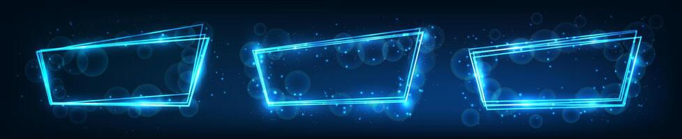 Neon frame with shining effects and sparkles vector