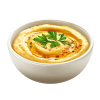 hummus in a Hummus Bowl with Parsley on Transparent Backgroundwith parsley on a transparent background png