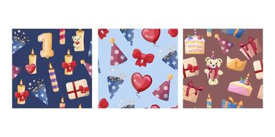 Seamless pattern with birthday icons for festive design and decor vector