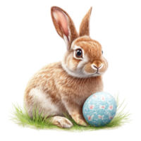 Easter Bunny and Colorful Eggs on Transparent Background png