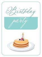 Birthday party invitation card with pancakes and festive design vector