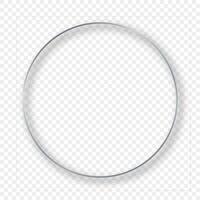 Silver glowing circle frame with shadow vector