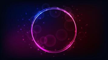 Neon round frame with shining effects and sparkles vector