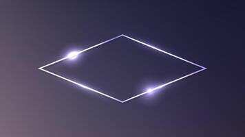 Neon rhomb frame with shining effects vector