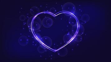 Neon frame in heart form with shining effects and sparkles vector