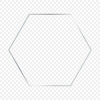 Silver glowing hexagon frame vector