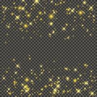 Gold glittering dust on a gray background. Dust with gold glitter effect and empty space for your text. illustration vector