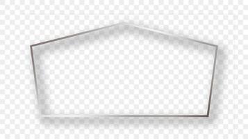 Silver glowing tetragon shape frame with shadow vector