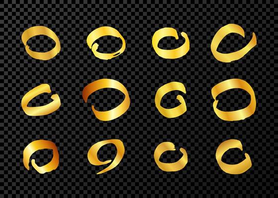Gold grunge brush strokes in circle form