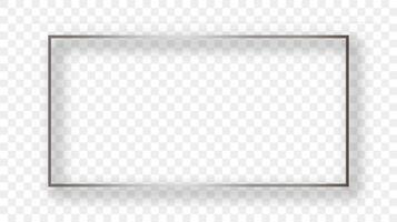 Silver glowing rectangular shape frame with shadow vector